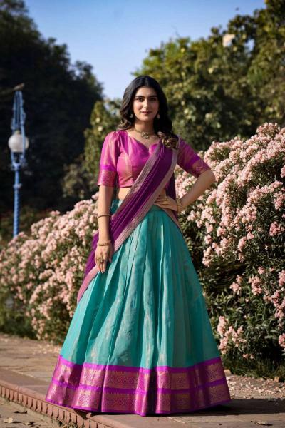 Lh 014 Kanjiveram Silk Zari Designer Lehengha choli wholesale