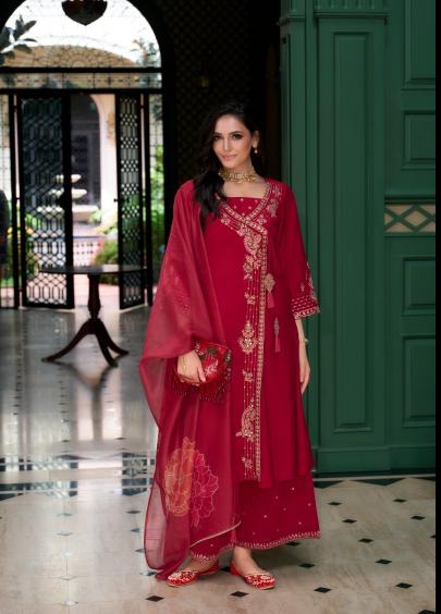 Lily & lali angrakhha roman silk 3 pcs surat manufacturing kurti