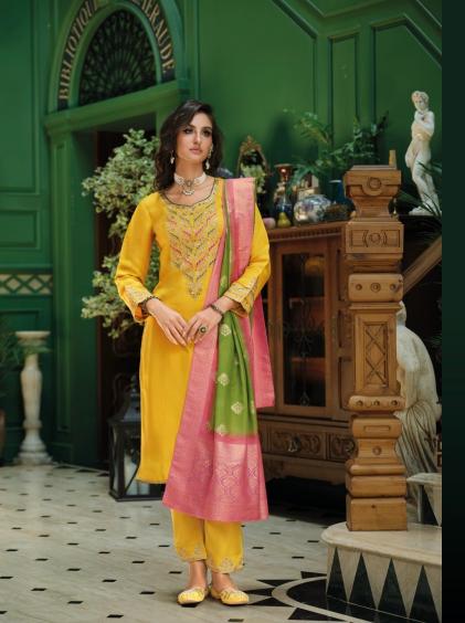 Lily & lali mahek -E- vastra fancy viscose 3 pcs branded kurtis wholesale in surat