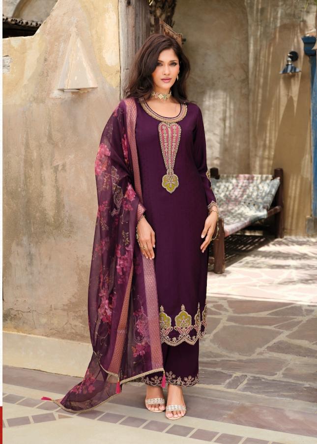 Lily & lali rose simmer silk 3 pcs branded kurtis manufacturers