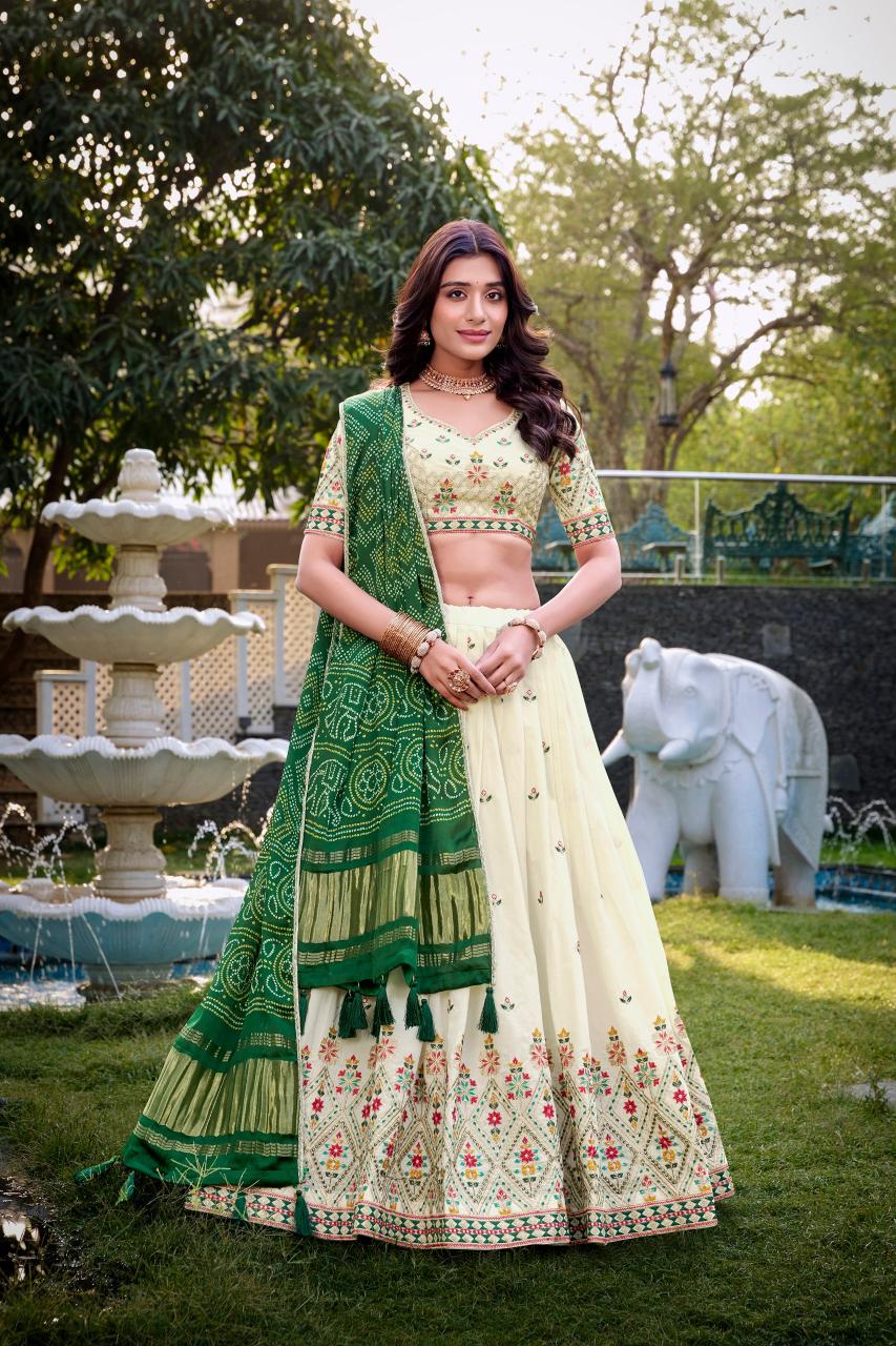LNB Khadi cotton SQR Green Lehenga choli online store Surat