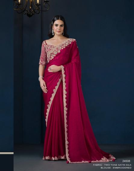Mahotsav moh manthan 24500 stardust crepe satin surat silk saree wholesale market