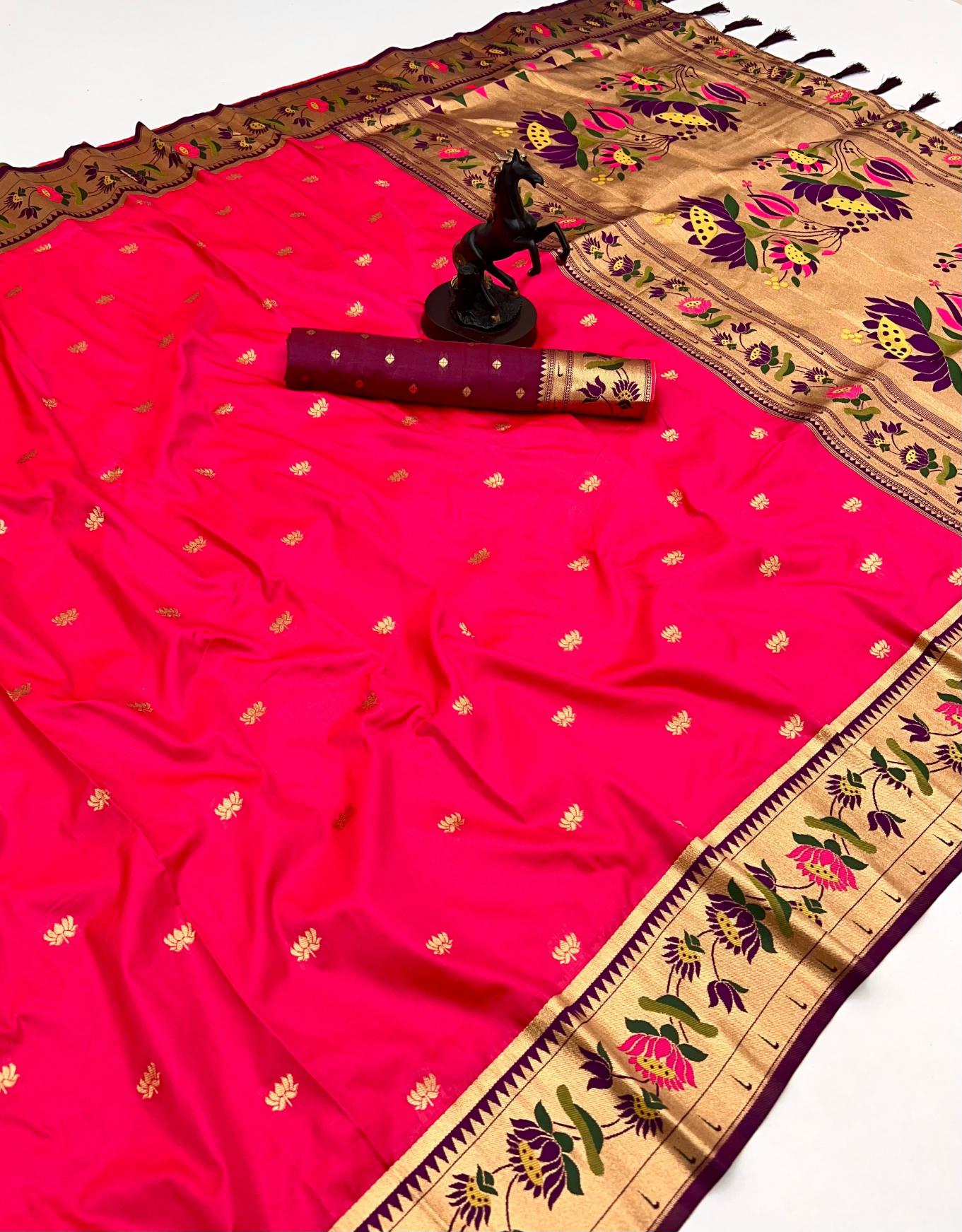 Malhar premium lotus paithani pure soft silk wholesale sarees in surat