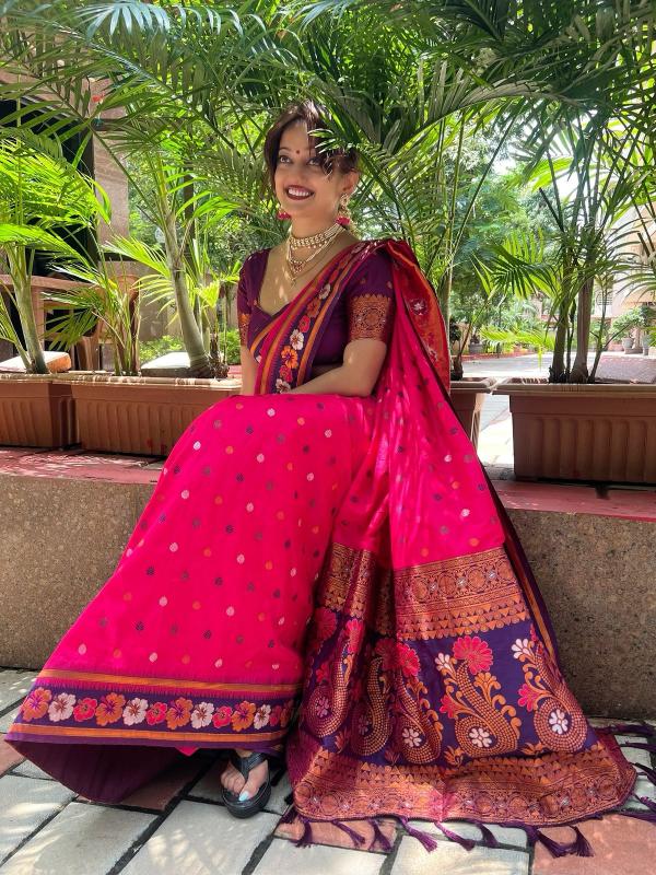 Malhar ragini vol 5 soft silk contrast sun flower pallu saree amazon indian 