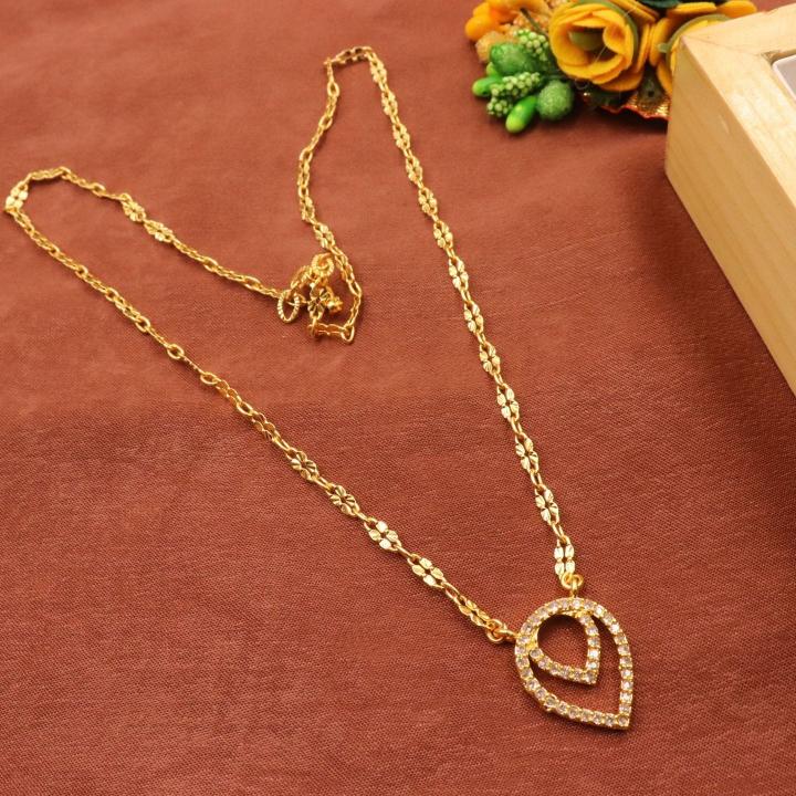 Micro gold polish chain pendant 621 Best imitation jewellery wholesale prices in India