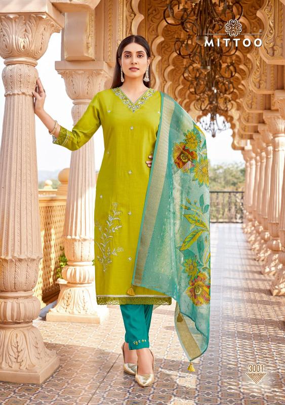 Mittoo ayushi viscose silk straight 3 pcs wholesale kurti online surat