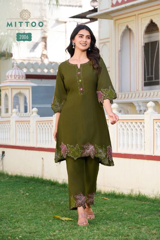 Mittoo krivaa viscose weaving top bottom branded kurtis wholesale