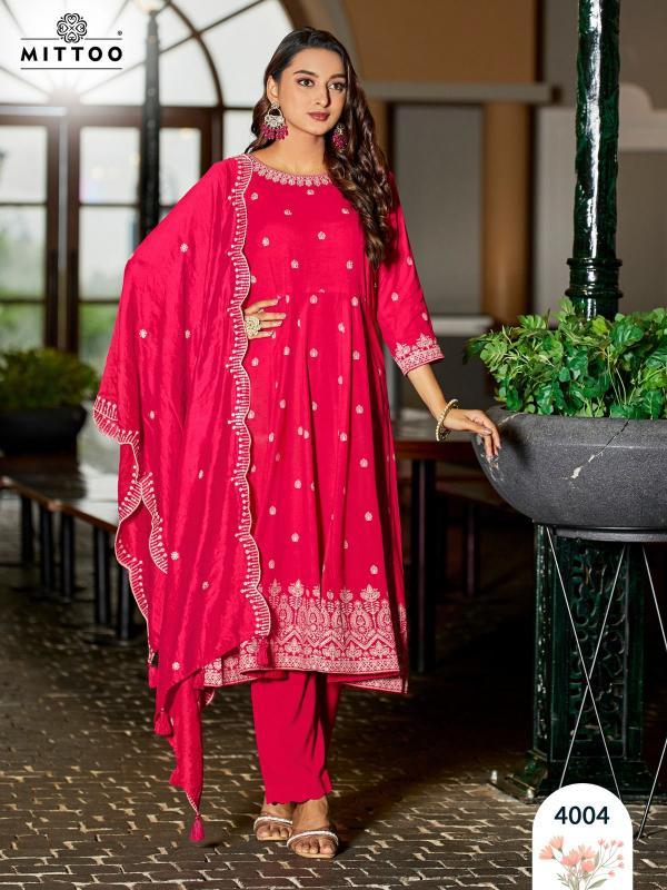Mittoo tyohar rayon print 3 pcs indian long kurti designs