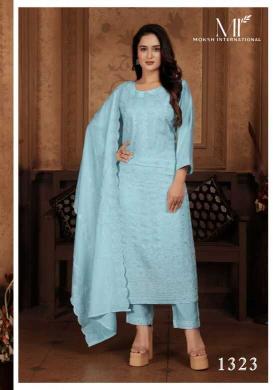 Moksh International ritu vol 1 peri chanderi 3 pcs kurti ladies wear wholesale 