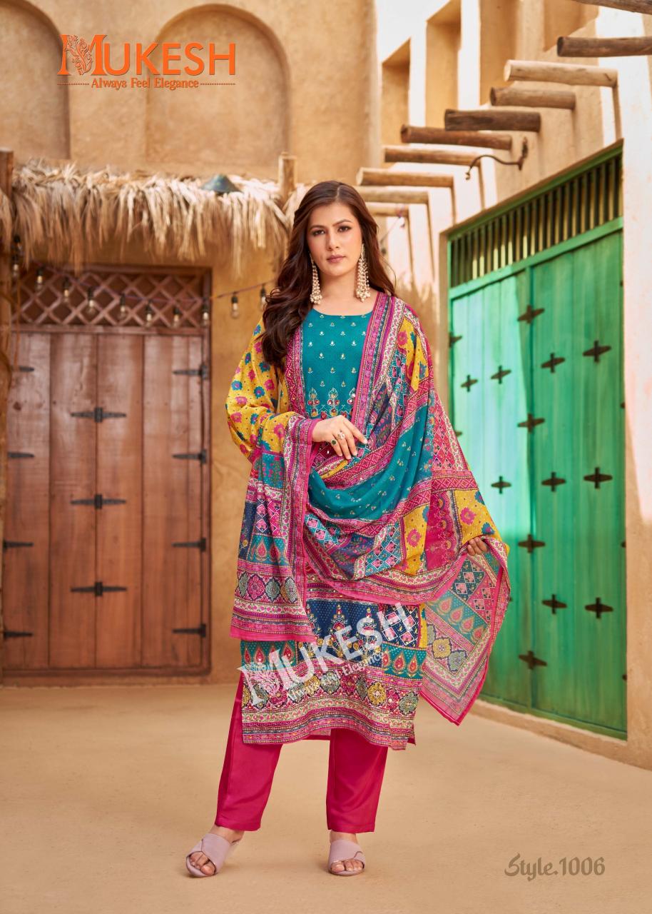 Mukesh bin saeed muslin digital print 3 pcs readymade wholesale catalog surat