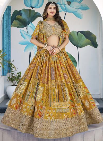 Multi Color Chinon Silk Digital Print Work 657 wholesale market of lehenga choli