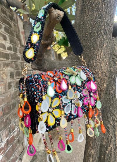 Multi Color Mirror Work Festival Wear 208 wholesale ladies purse market in delhi with price