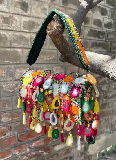 Multi Color Mirror Work Festival Wear 229 wholesale ladies purse market in mumbai