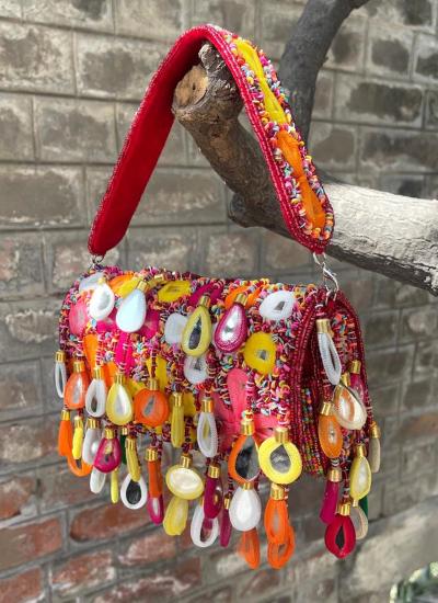 Multi Color Mirror Work Festival Wear 518 wholesale ladies purse market in delhi