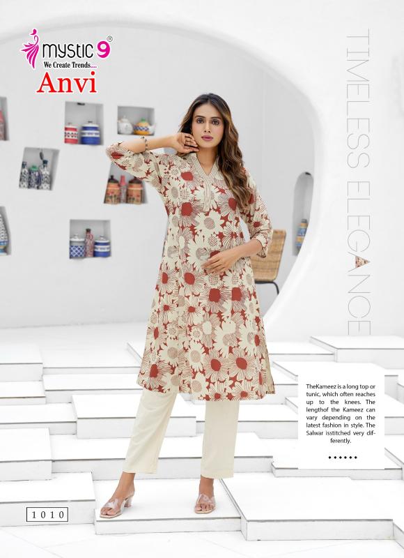 Mystic9 anvi vol 1 cotton flex print 3 pcs kurti shop in surat