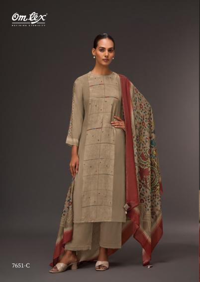 Omtex fineline pakiza silk digital print indian brand dress material 