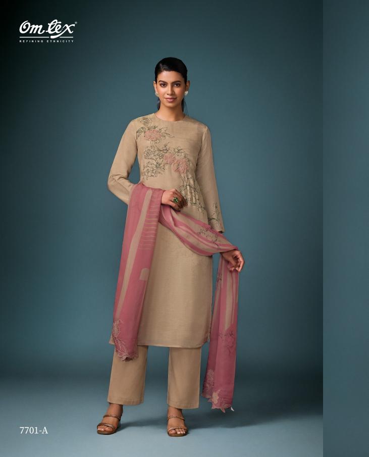 Omtex high end eira silk digital print dress material in india