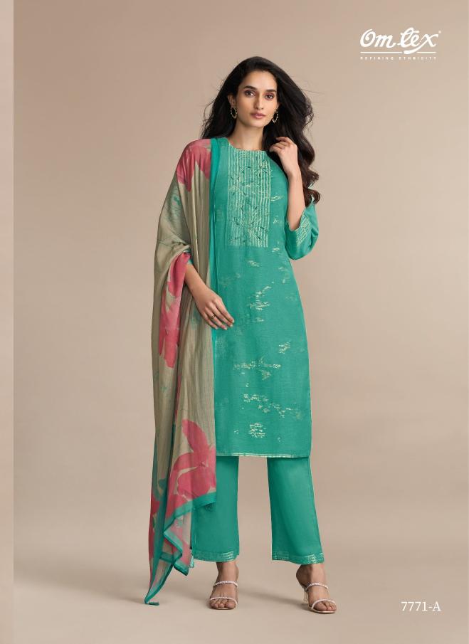 Omtex jhilmil linen jacquard best dress material site in india