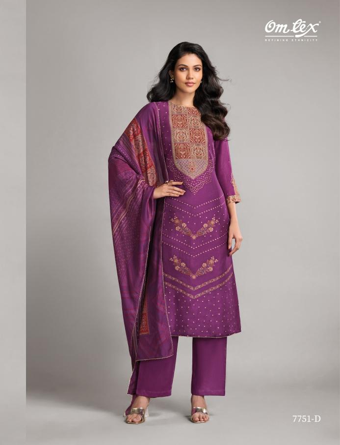 Omtex pehnawa rubina silk digital print dress material brands in india