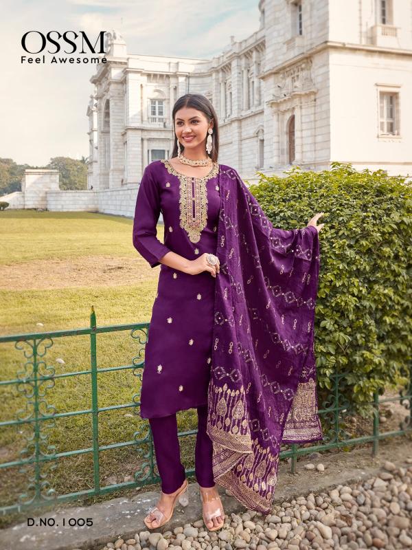 Ossm meera viscos russian dola silk 3 pcs kurti wholesale clothes
