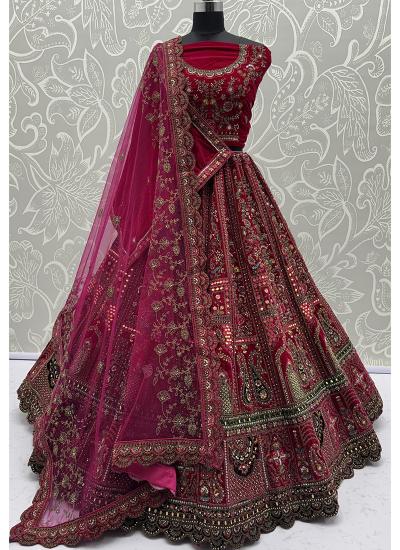 Pink Net Sequin Work Wedding Wear wholesale lehenga online