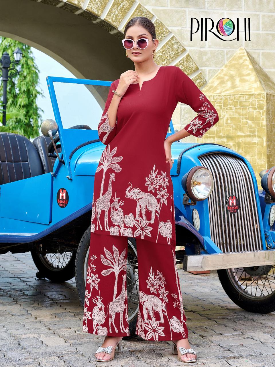 Pirohi kit kat reyon mill print 2 piece sets wholesale
