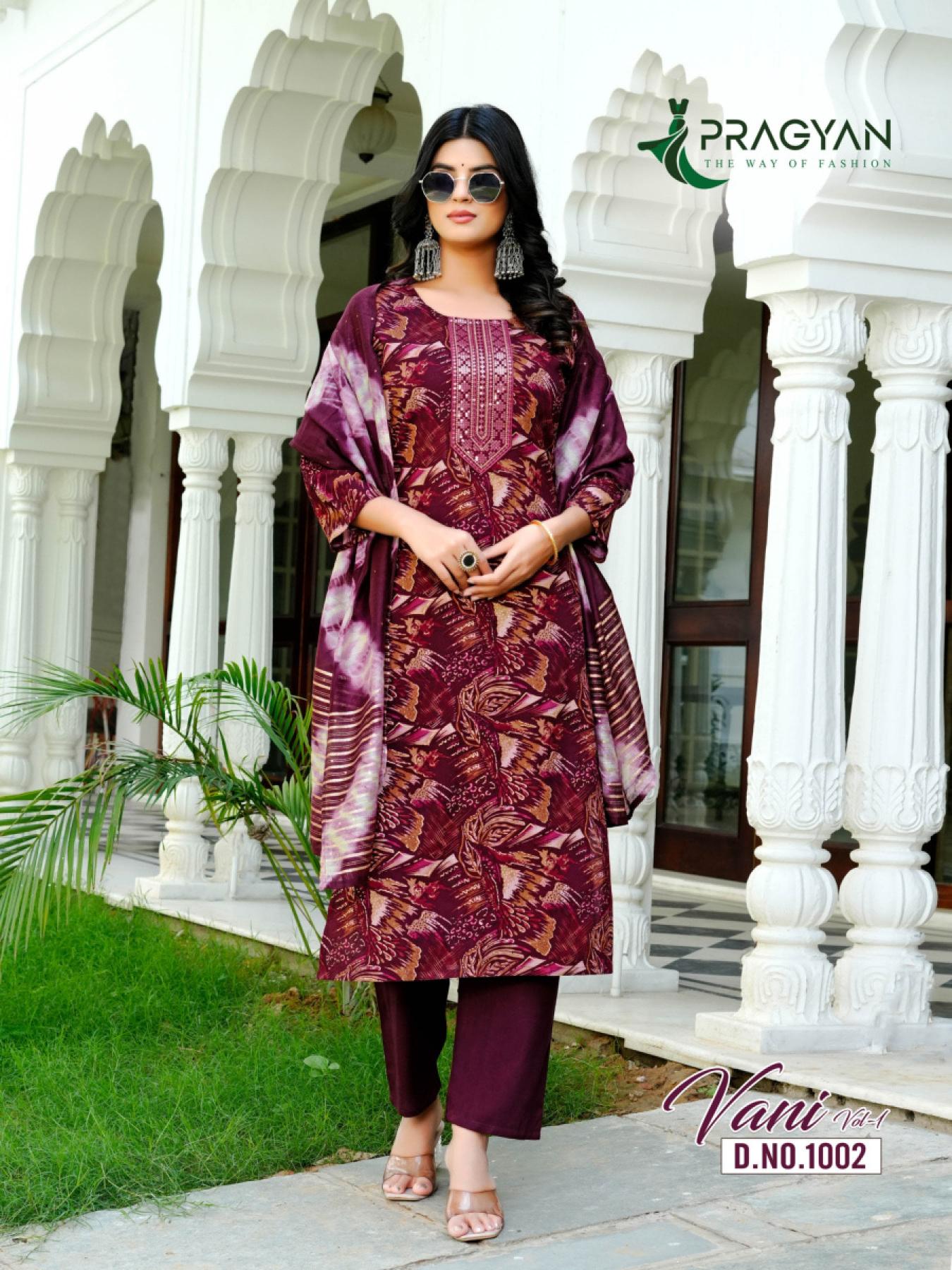 Pragyan vani vol 1 rayon printed 3 pcs kurti wholesale rate clothes