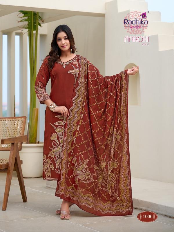 Radhika lifestyle aarohi vol 1 modal discharge print 3 pcs kurti wholesale india clothing