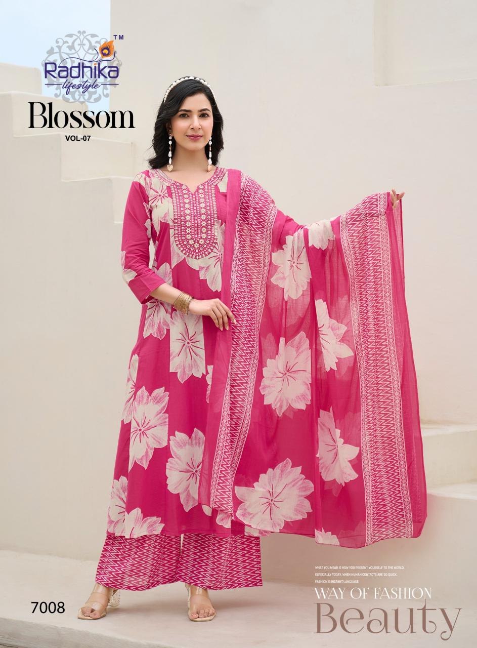 Radhika lifestyle blossom vol 7 cotton print retail kurti market in surat