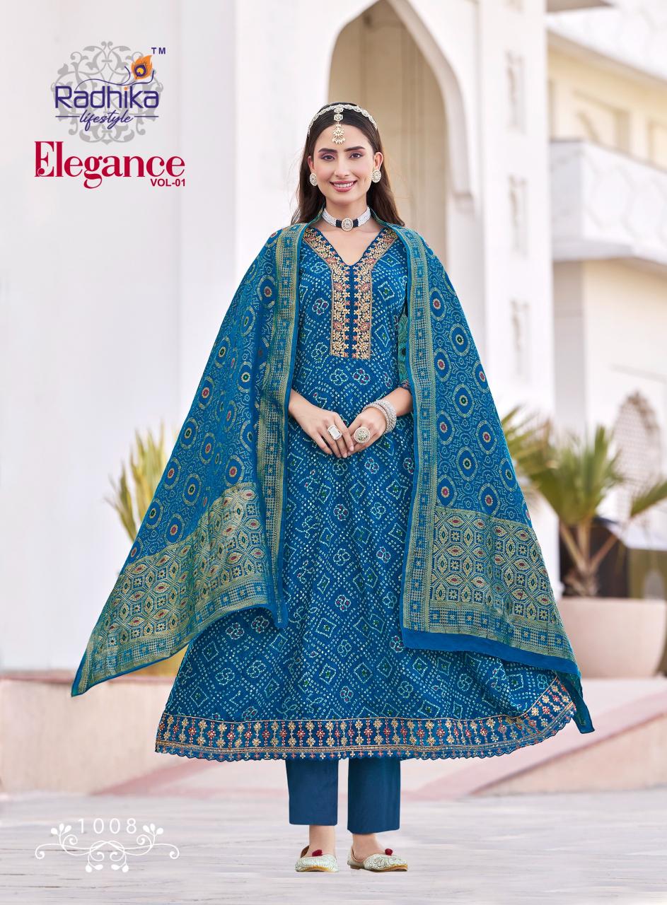Radhika lifestyle elegance vol 1 anarkali style 3 pcs kurti wholesalers of women clothing