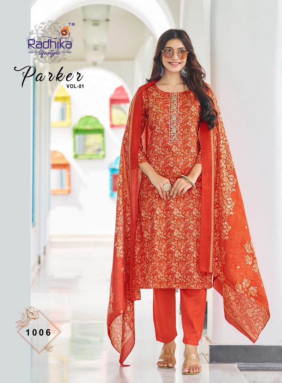 Radhika lifestyle parker vol 1 jam satin discharge print kurti wholesale