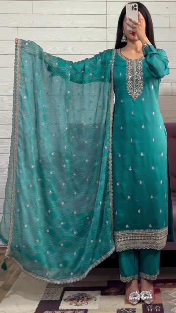 Sahiba AC-7028 pure chinon straight 3 pcs amazon indian kurtis
