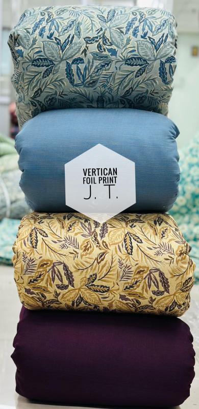 Sajni vertican foil Print Discount fabric online shopping