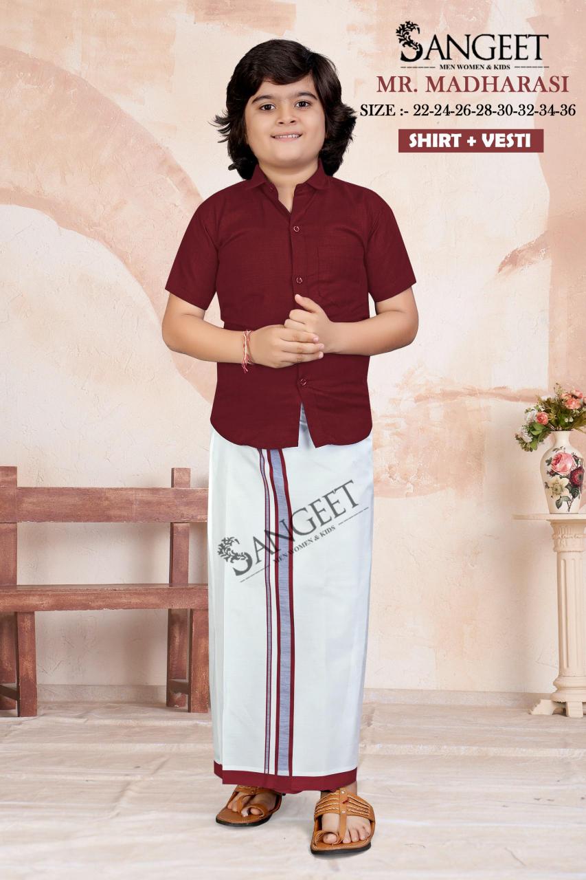 Sangeet mr madharasi kids wear shirt indian white vesti  