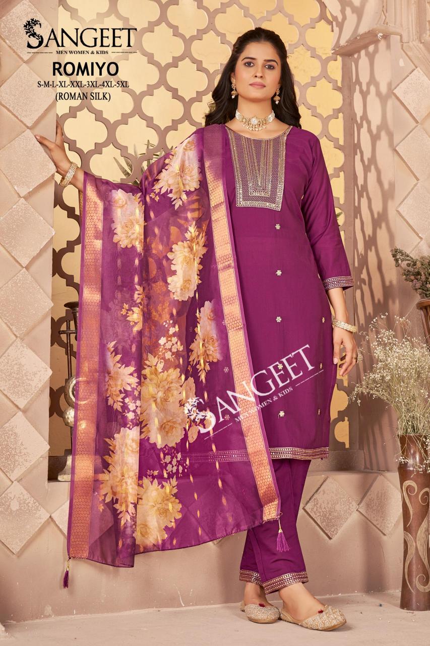 Sangeet romiyo roman silk 3 pcs india wholesale clothing