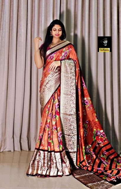 Sangini-vol-7 pure soft dola silk floral kalamkari digital print saree brands in india