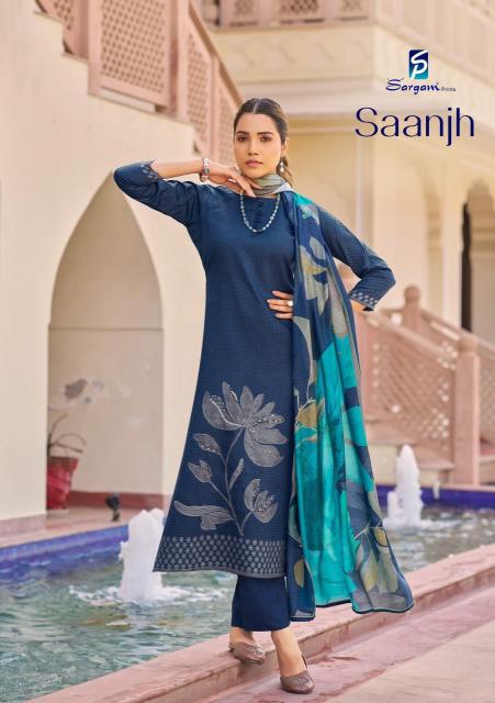 Sargam saanjh jam digitally foil print dress material sets online india