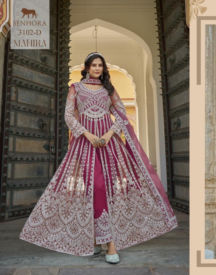 Senhora mahira pure butterfly net gown type indian dress material in usa