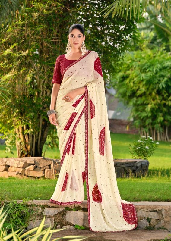 Shorya devna chiffon bandhani printed surat saree market online