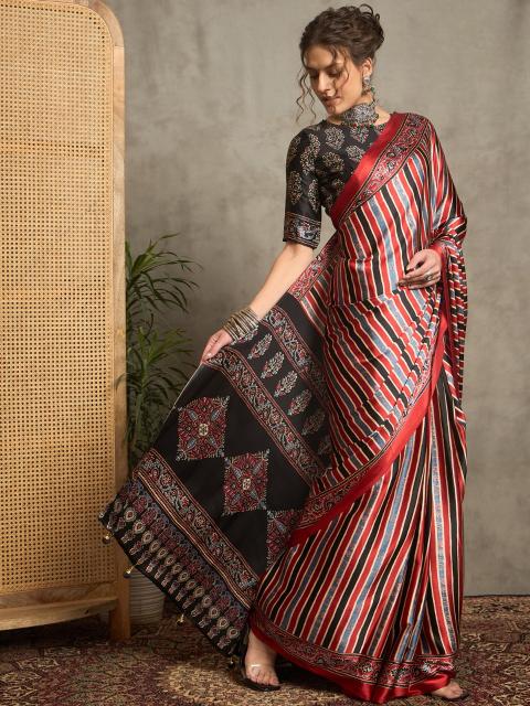 Shorya noor e ajrakh gajji printed indian latest saree design