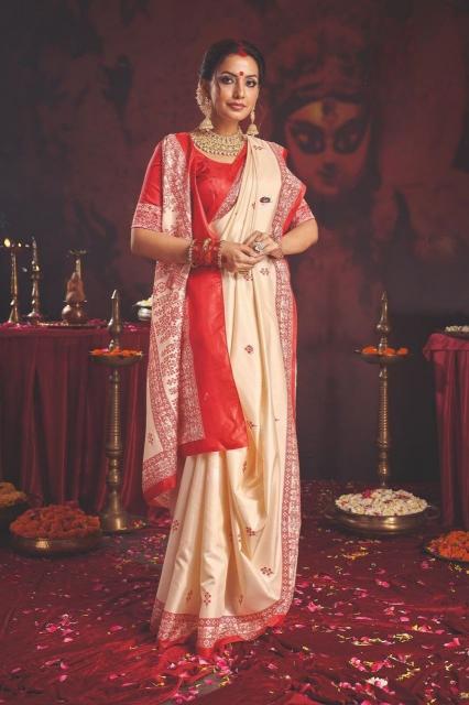 Shorya pooja special soft silk printed indian traditional sarees