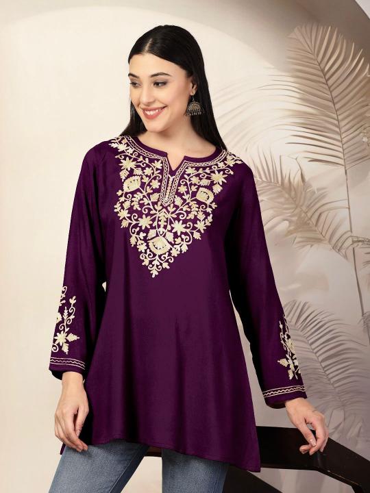 Shorya rayon with embroidery short top kurti online wholesale