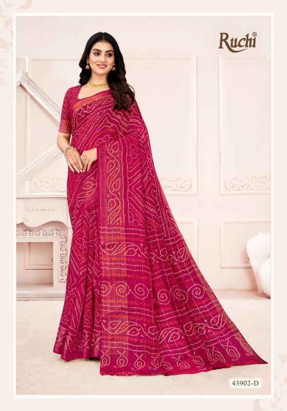 Shorya ruchi linen silk golden checks surat market saree