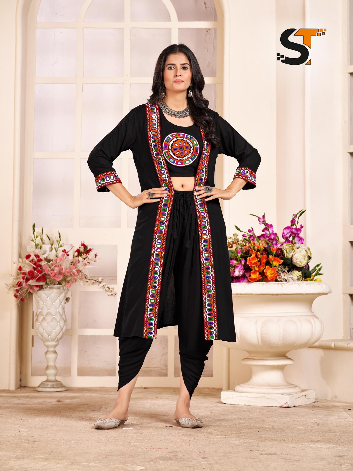 Shree salasar navratri special flairy dhoti with top shrag surat wholesale kurti