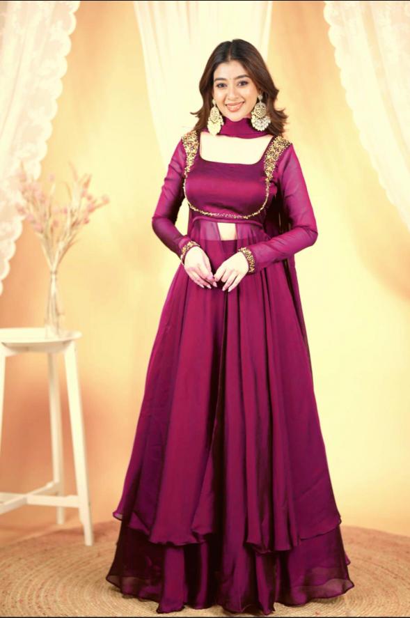 Shree salasar rangoli silk nack pattern indian party wear gowns