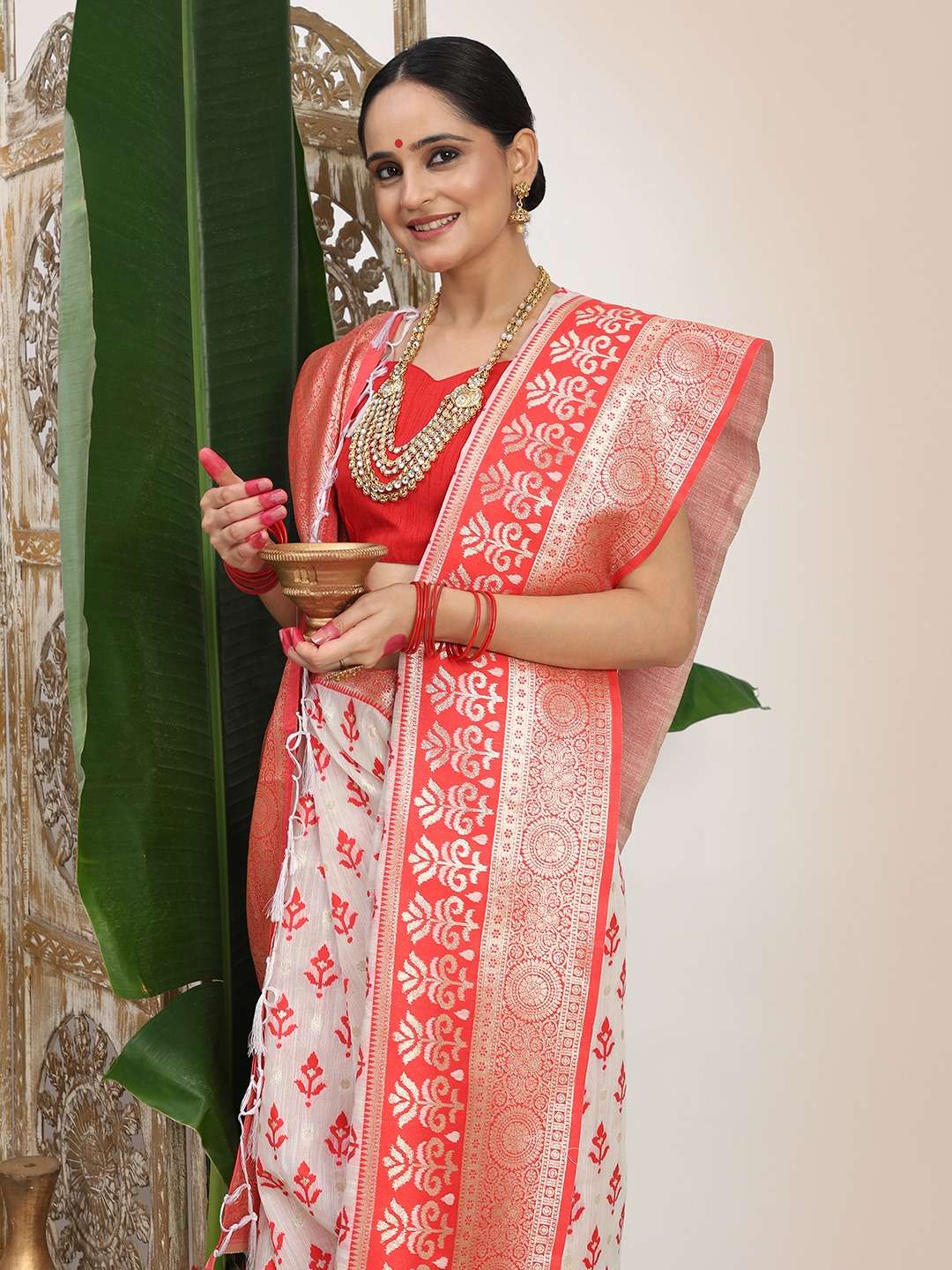SINDOORI SAAT by Astita fancy designer linen Cotton fabric saree wholesale with latkan 