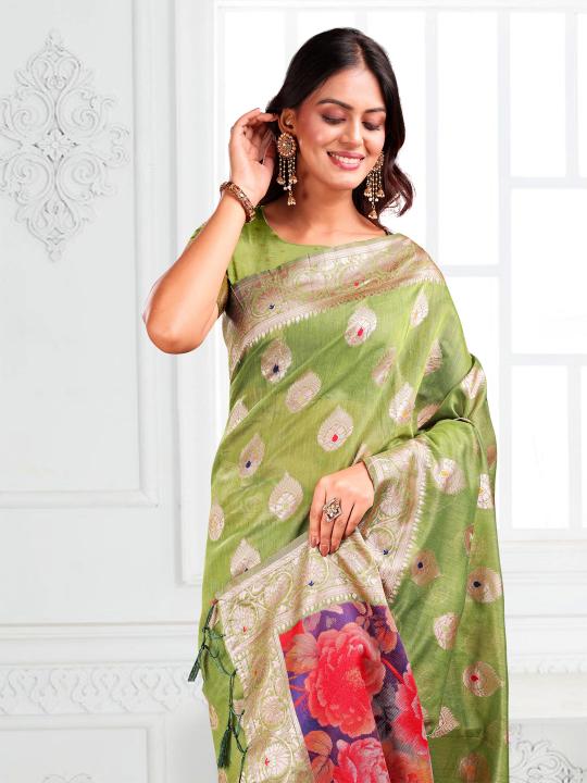 SUHANI by Astita fancy designer linen Cotton fabric saree wholesale with latkan 