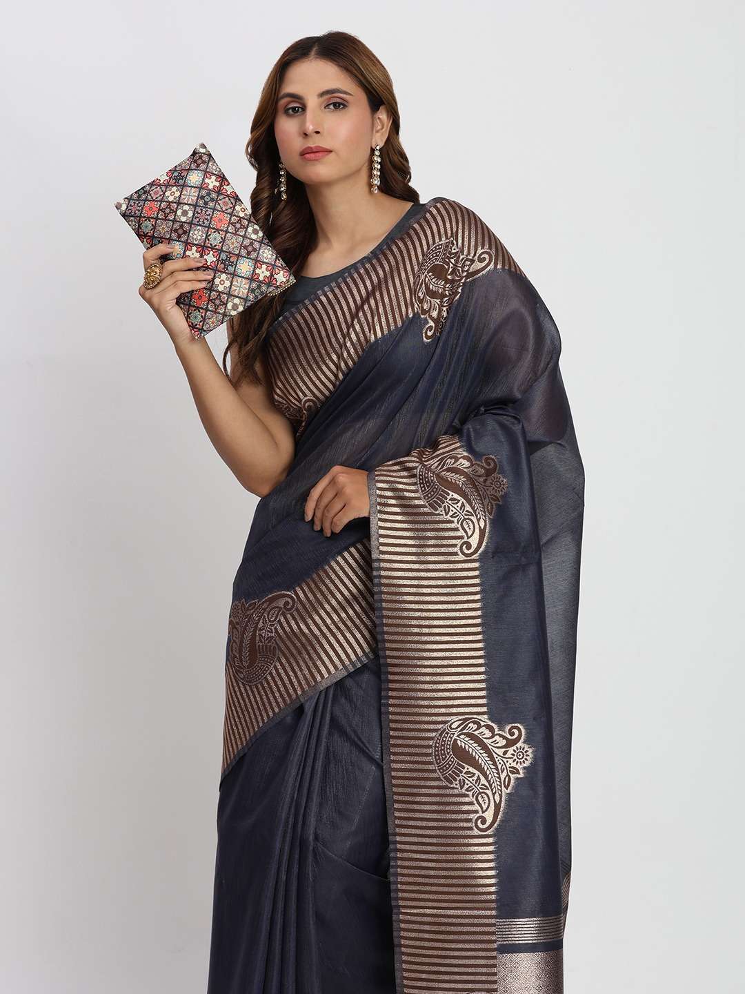 TAARINI by astita fancy designer linen Cotton fabric saree wholesale with latkan 