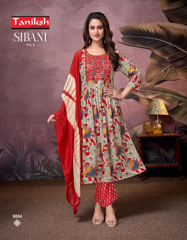 Taniksh sibani vol 9 rayon foil print 3 pcs cotton kurtis wholesale surat