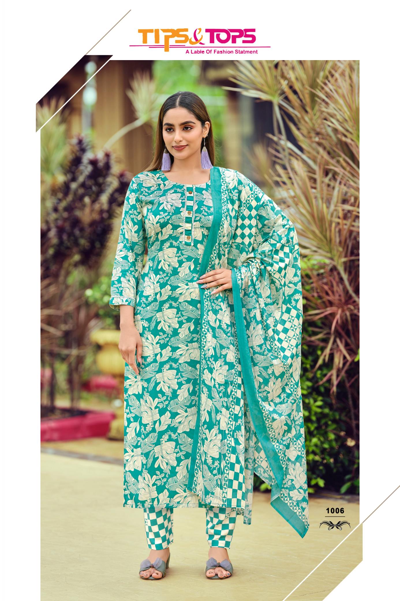 Tips & tops celebrity vol 2 reyon print 3 pcs kurti manufacturer